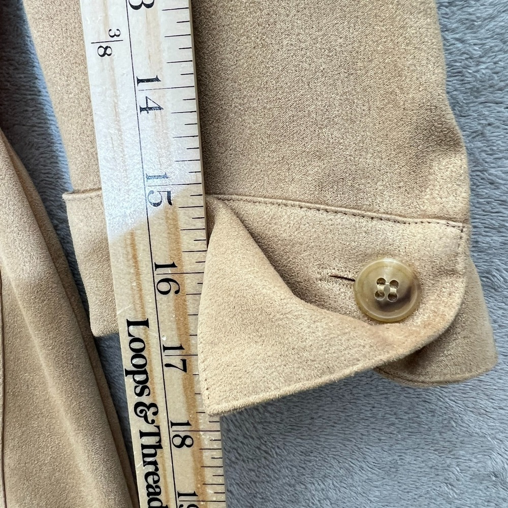 Talbots Petites Faux Suede Shirt Dress‎ Tan Button Front Midi Size 4 - Picture 8 of 10